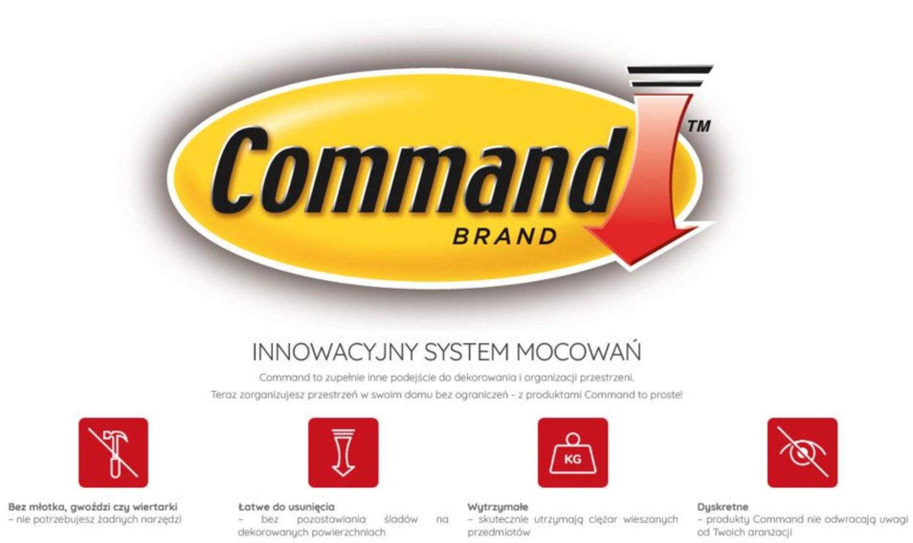 Haki średnie wielorazowego użytku Command 3M 2szt.