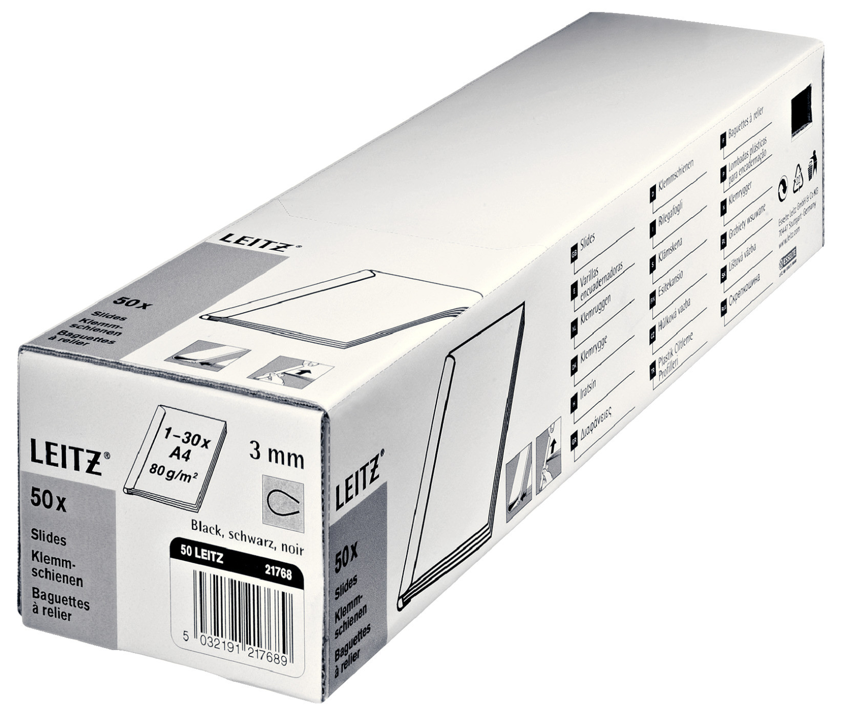 Grzbiety wsuwane Leitz  3mm. 50szt. niebieskie
