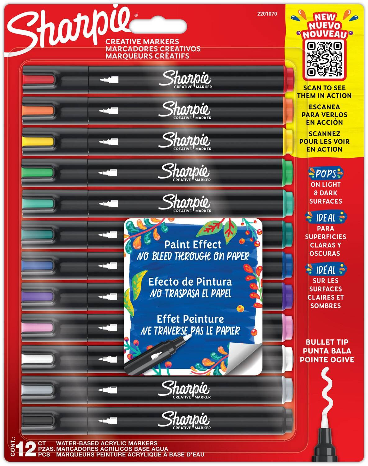 Marker kreatywny akrylowy Sharpie F 12 kolorów