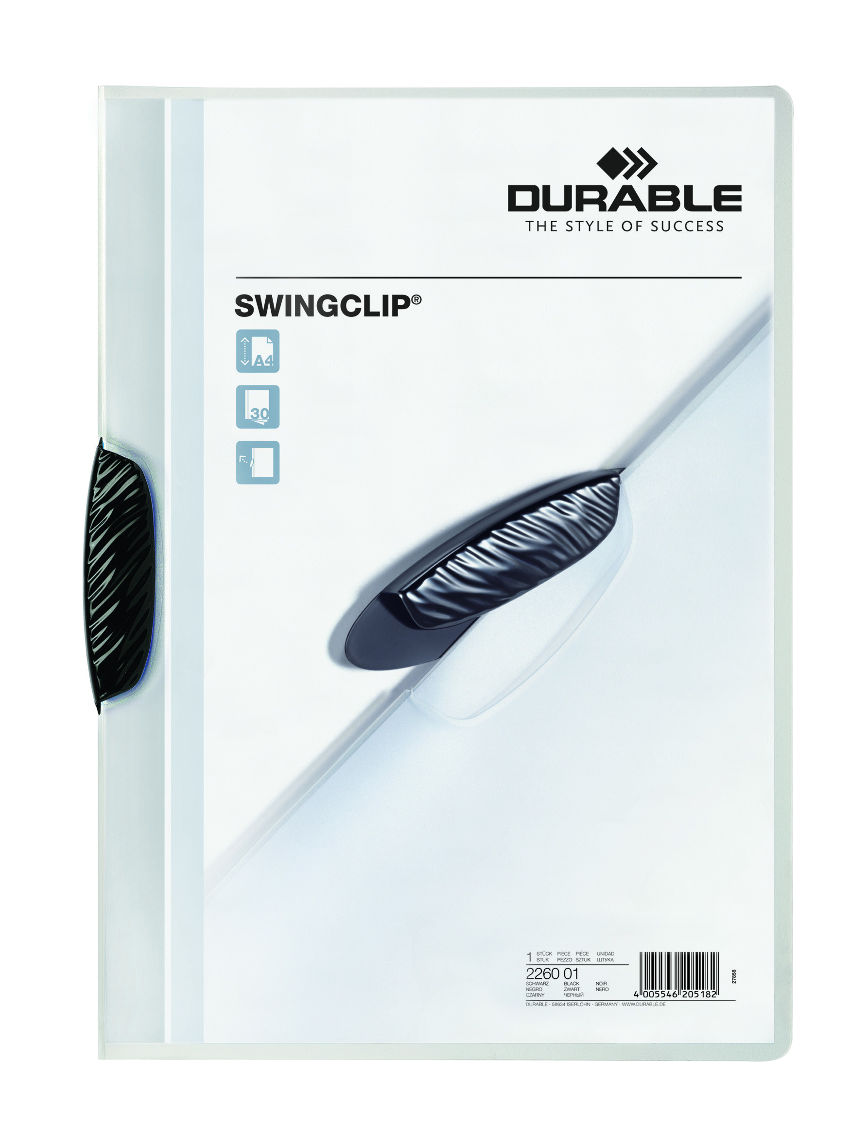 Skoroszyt zaciskowy A4/30k. Durable SWINGCLIP czarny
