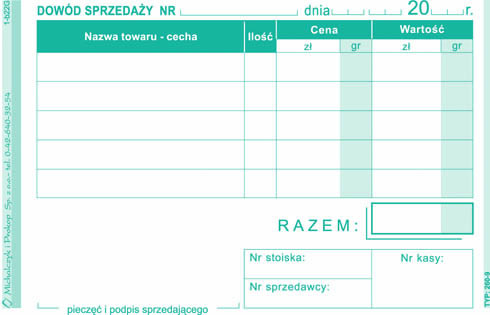 Dowód sprzedaży MiP 260-9 A7