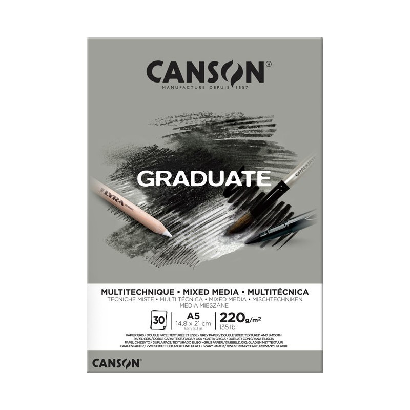 Blok A5/20k Mix-Media Grey 220g Canson Graduate