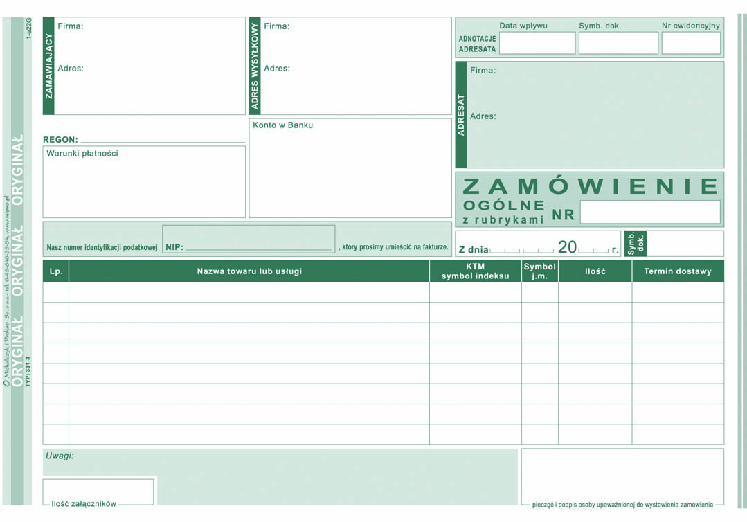 Zamówienie ogólne  MiP 331-3 A5