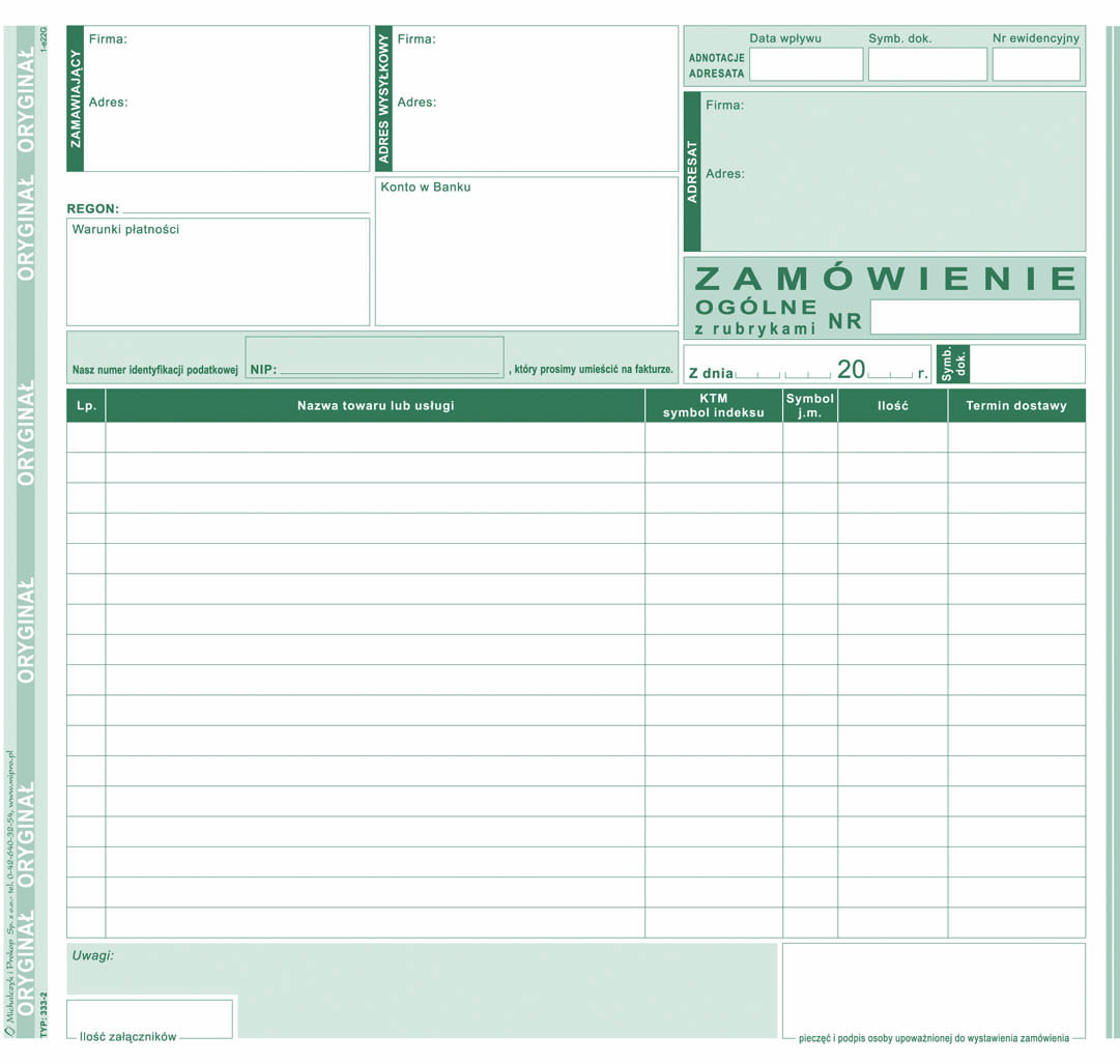 Zamówienie ogólne MiP 333-2 2/3 A4