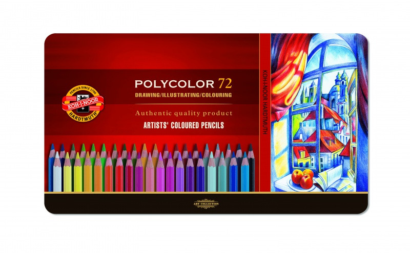 Kredki Polycolor 72 kolory Kooh-I-Noor w opakowaniu metalowym