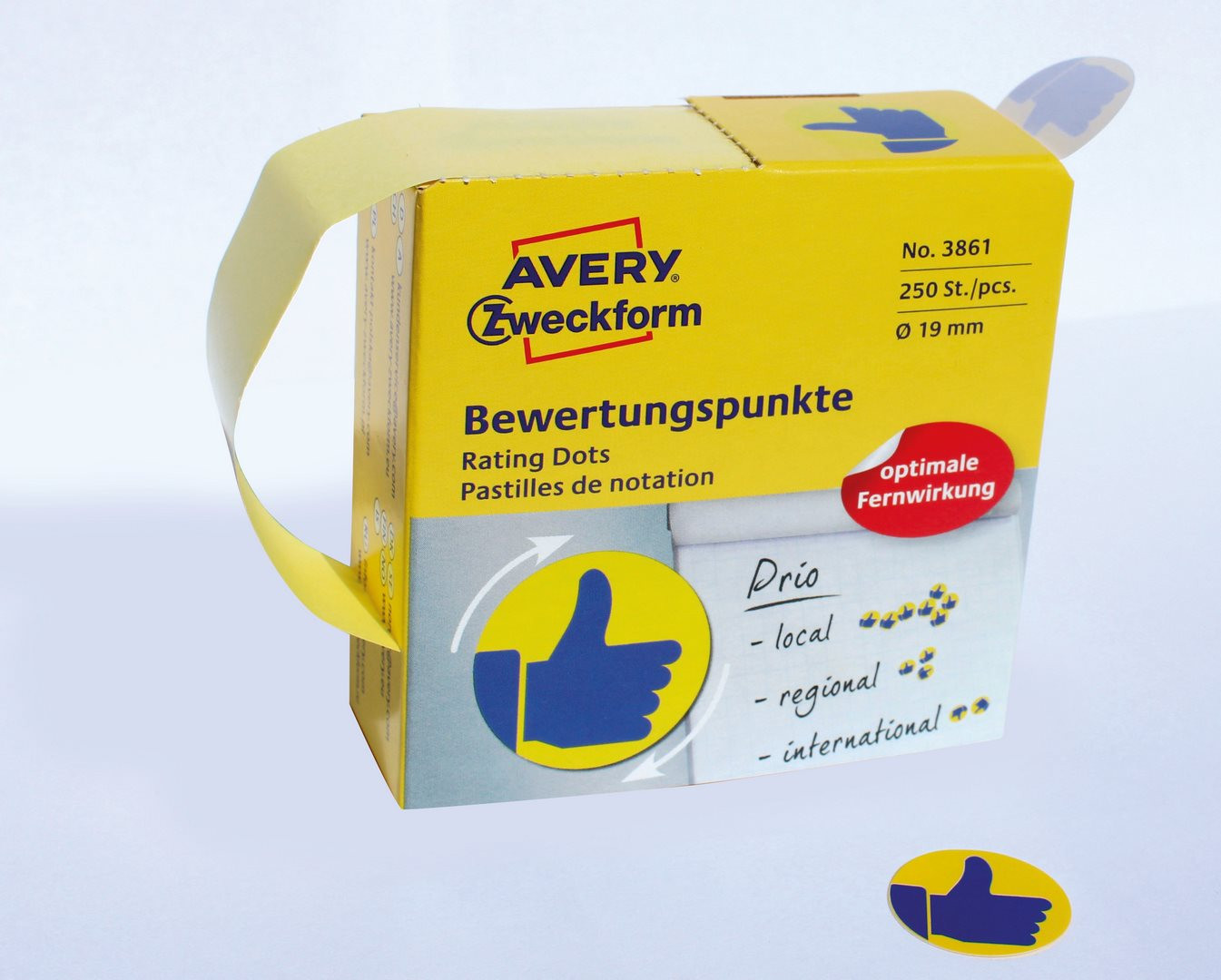 Kółka samoprzylepne Avery Zweckform 3144 12mm/270szt. żółte
