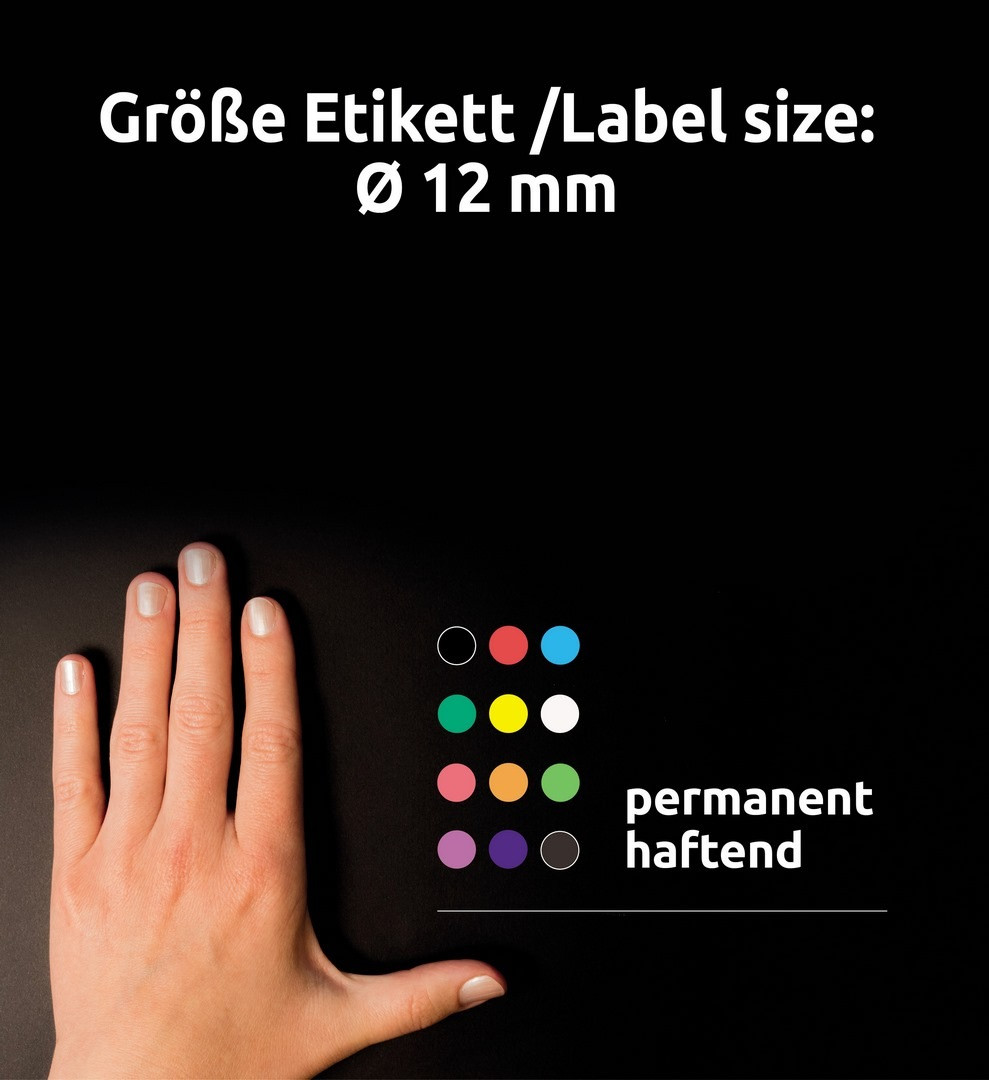 Etykieta biurowa Kropki (koła) śr. 12mm (270szt.) fluo czerwone 3147 Avery