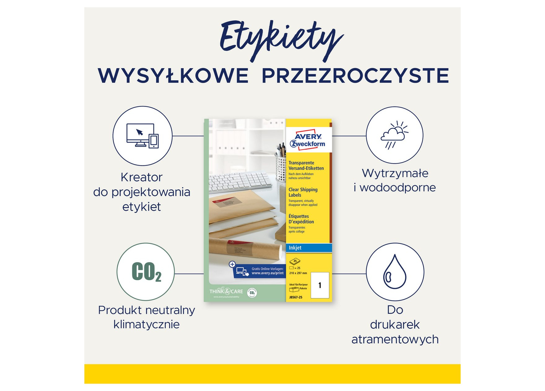 Etykiety wysyłkowe przezroczyste Avery Zweckform 210x297