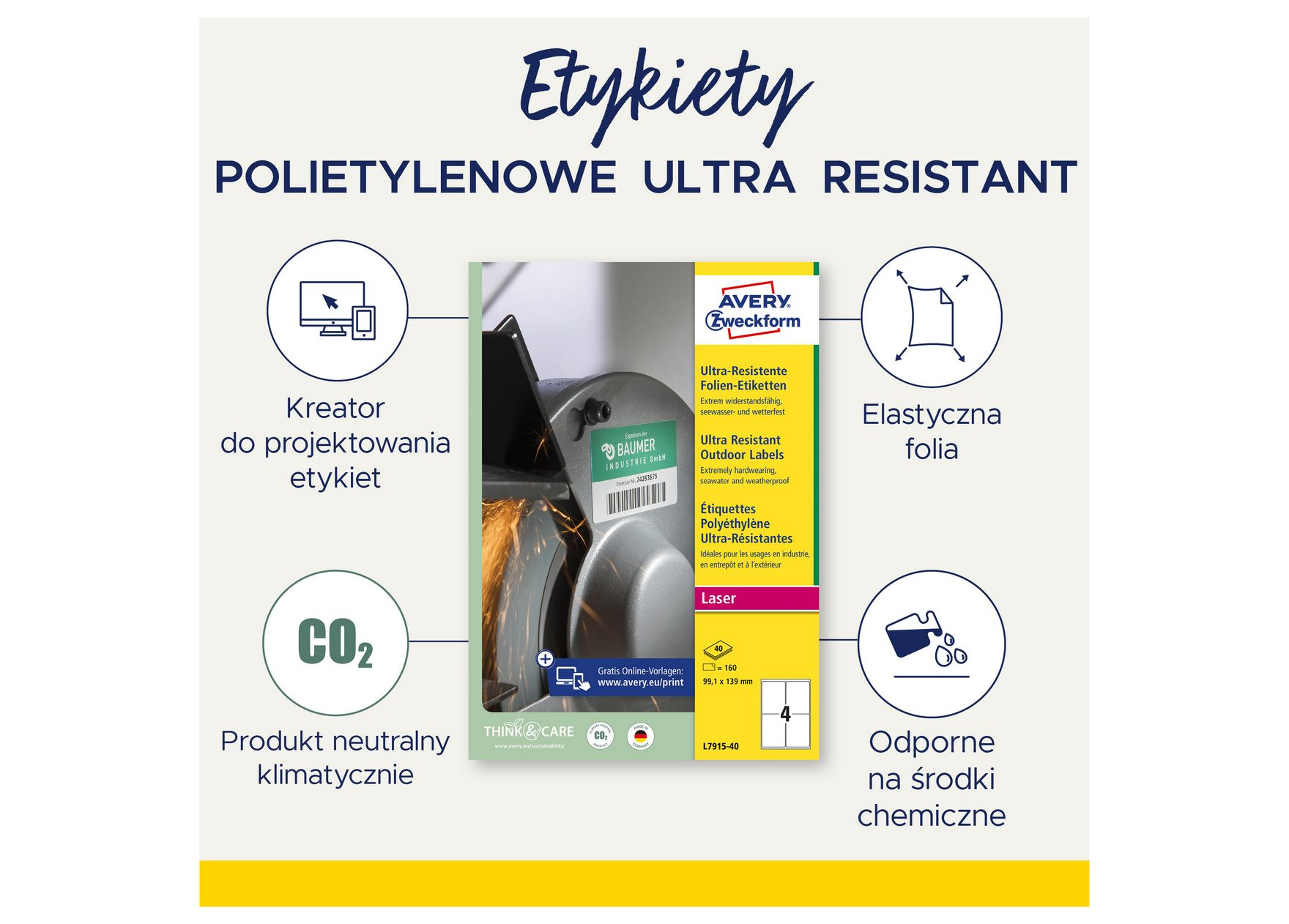 Etykiety polietylenowe ultra resistant 210x297 mm