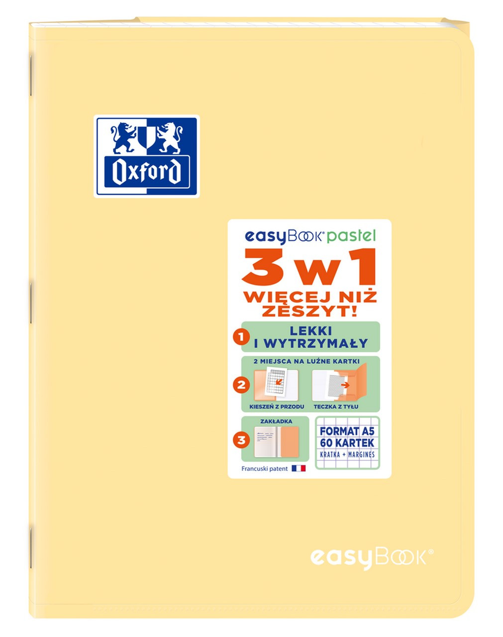 Zeszyt w kratkę Oxford EASYBOOK PASTEL A5/60k MIX