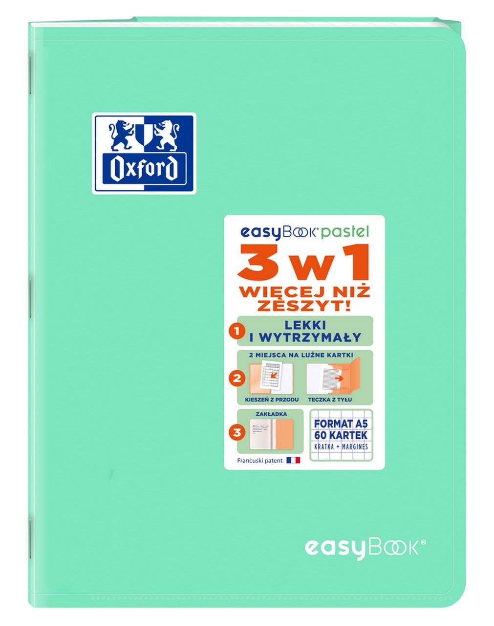 Zeszyt w kratkę Oxford EASYBOOK PASTEL A5/60k MIX