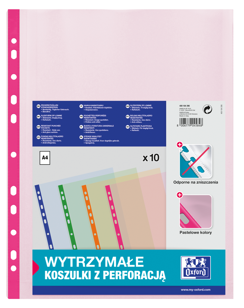 Koszulka krystaliczna Oxford A4/10 100mic mix kolor 400164396