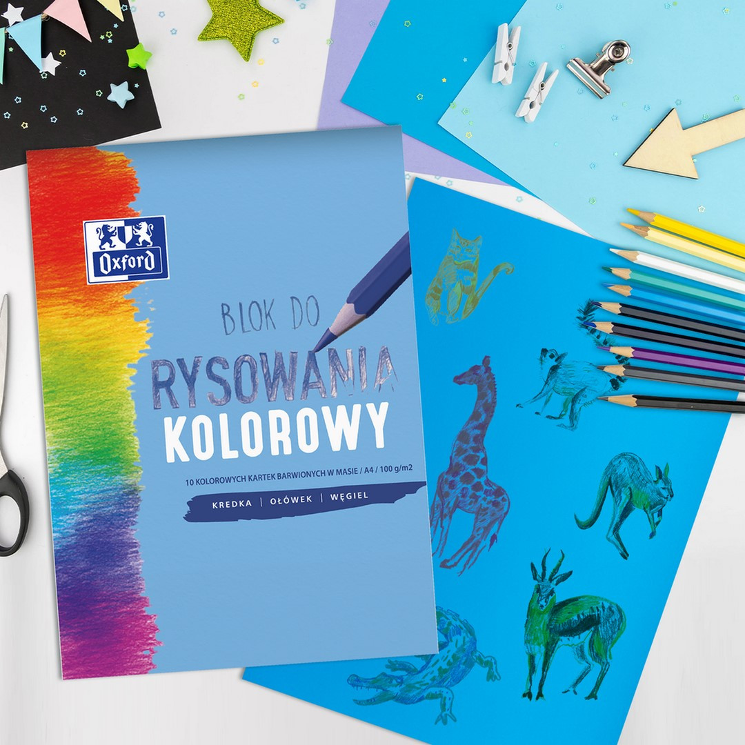 Blok rysunkowy A4/10k Oxford 100g kolorowy