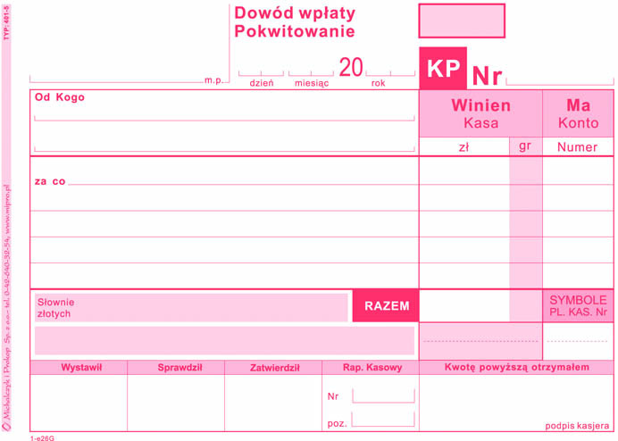 Dowód wpłaty KP MiP 401-5 A6