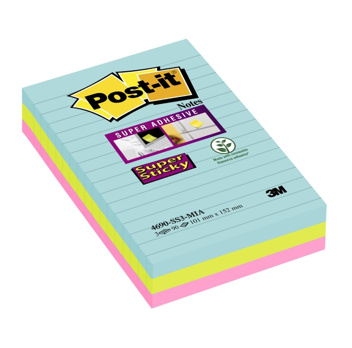 Karteczki samoprzylepne Post-it Super Sticky XXL Miami w linię 101x152mm