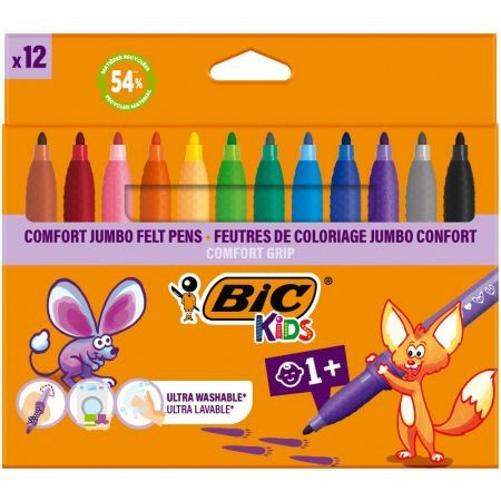 Flamastry Bic Kids Comford Jumbo 12 kolorów