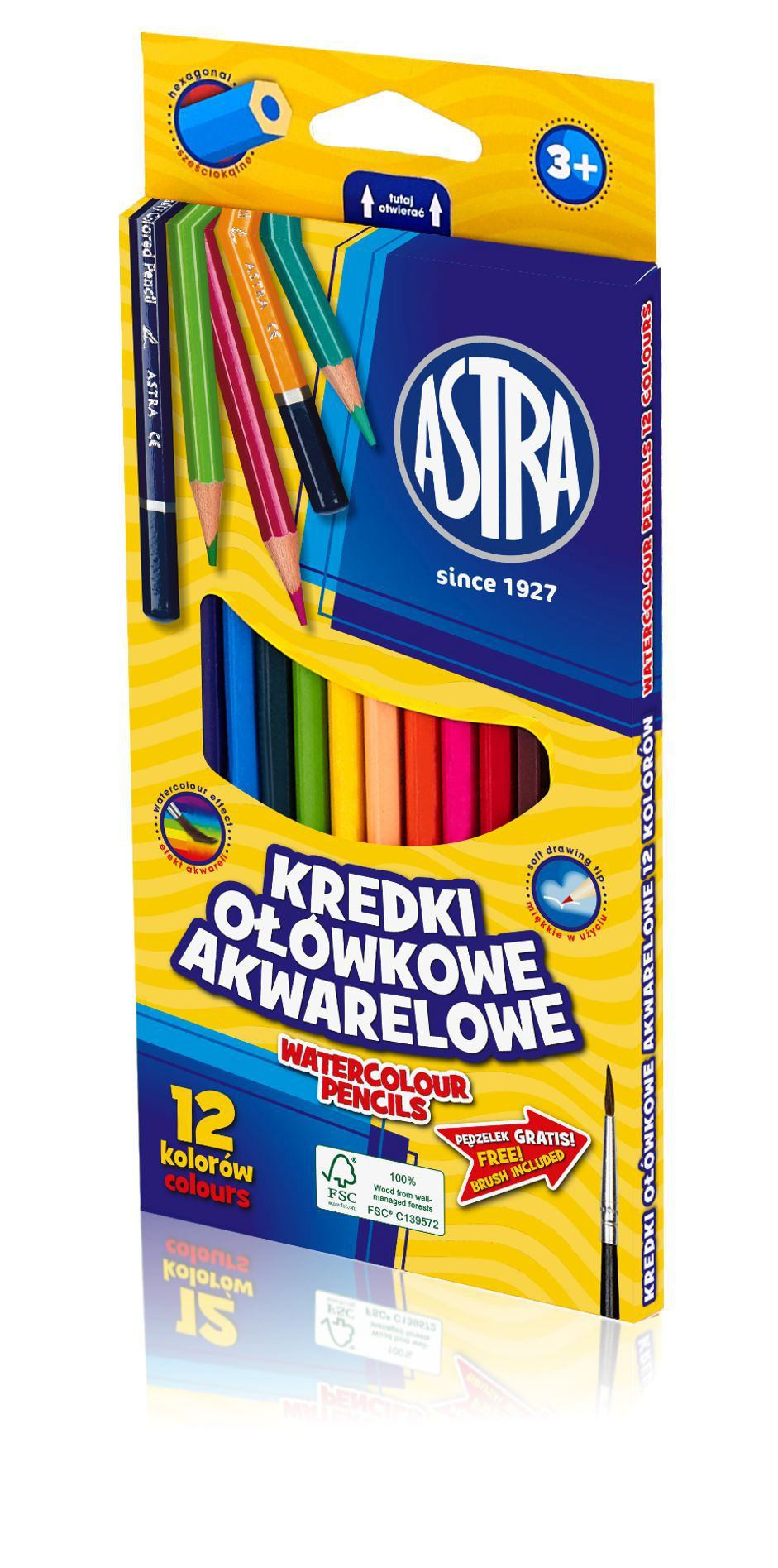 Kredki ołówkowe akwarelowe Astra 12kol. 312110004