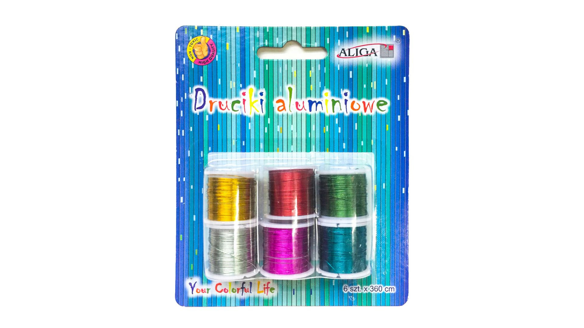Druciki aluminiowe na szpulkach 0,3mmx3m 6kol. Aliga