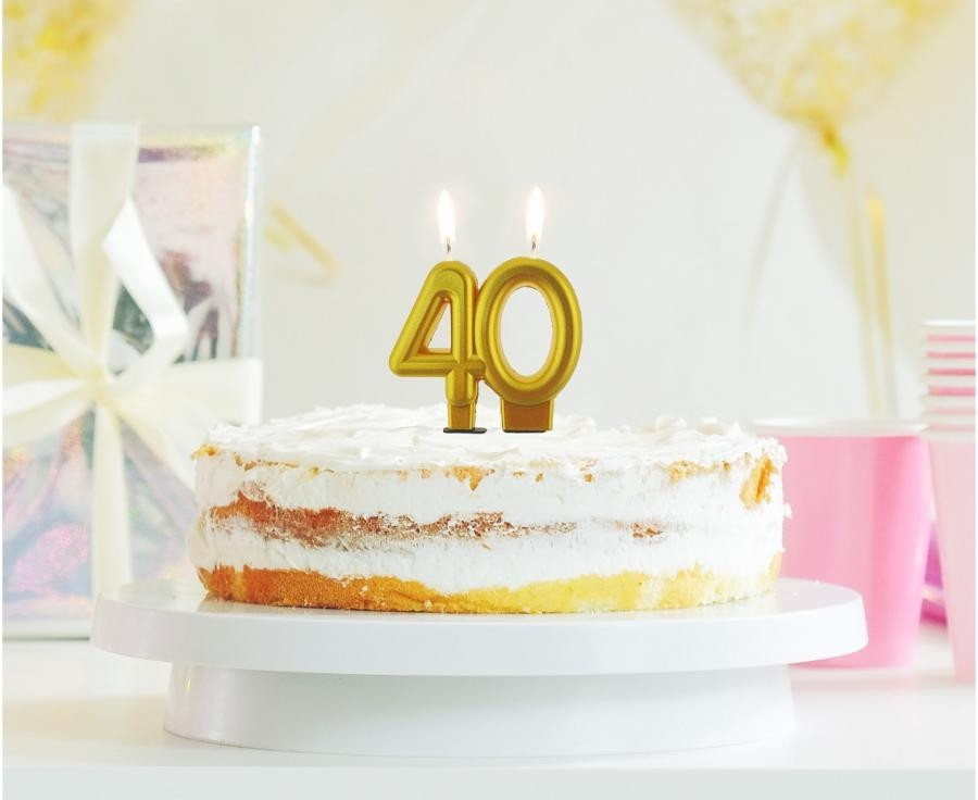Świeczka B&C cyferka 40, metalik złota 8,0cm GoDan