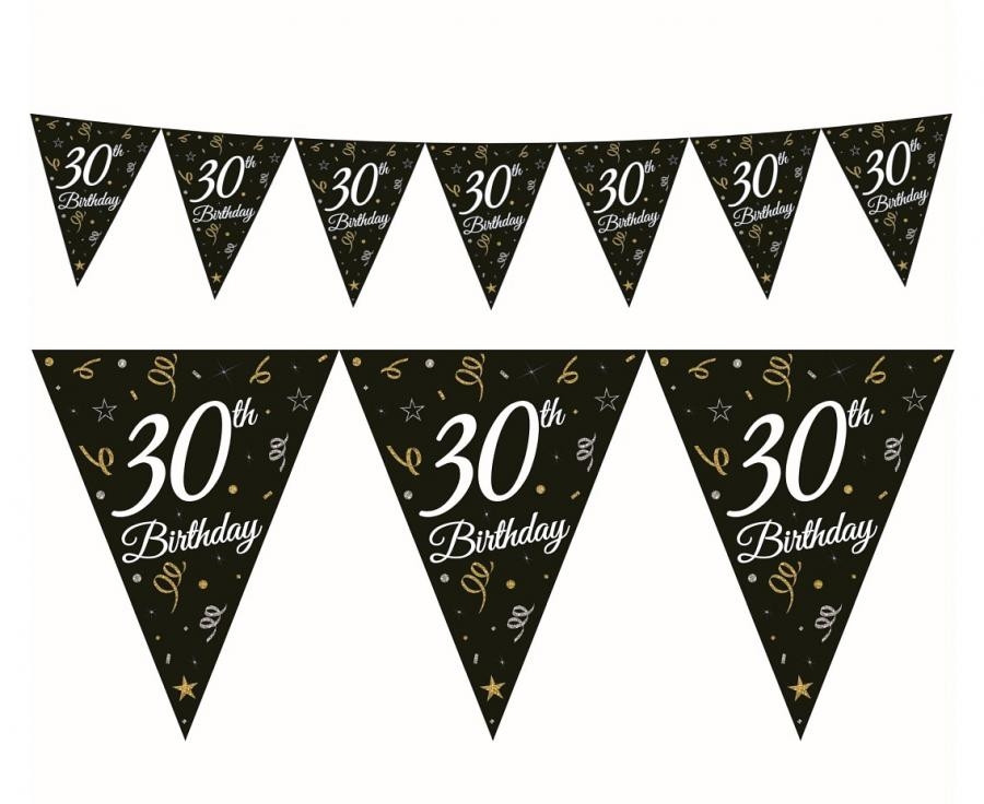 Girlanda papierowa B&C z flagami 30 urodziny 28x270cm. Godan