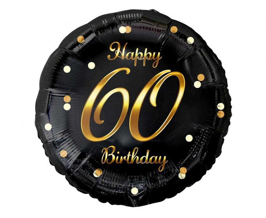 Balon foliowy Happy 60 Birthday czarny nadruk złoty 18" FG-O60Z GoDan