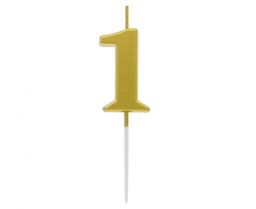 Świeczki piker B&C cyferka 1 metaliczna złota 9,5x2,3cm BH-SPZ1 GoDan