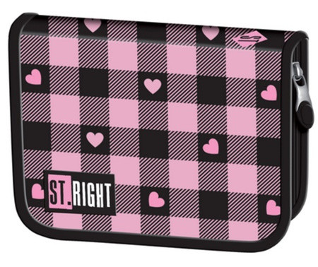 Piórnik dwuklapkowy bez wyposażenia PC-03 STRIGHT Pink Checkered Majewski