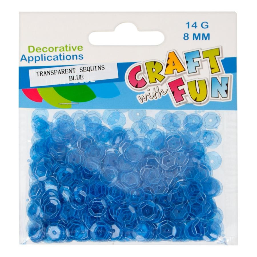 Cekiny transparent 8mm niebieski 439327 Craft with fun