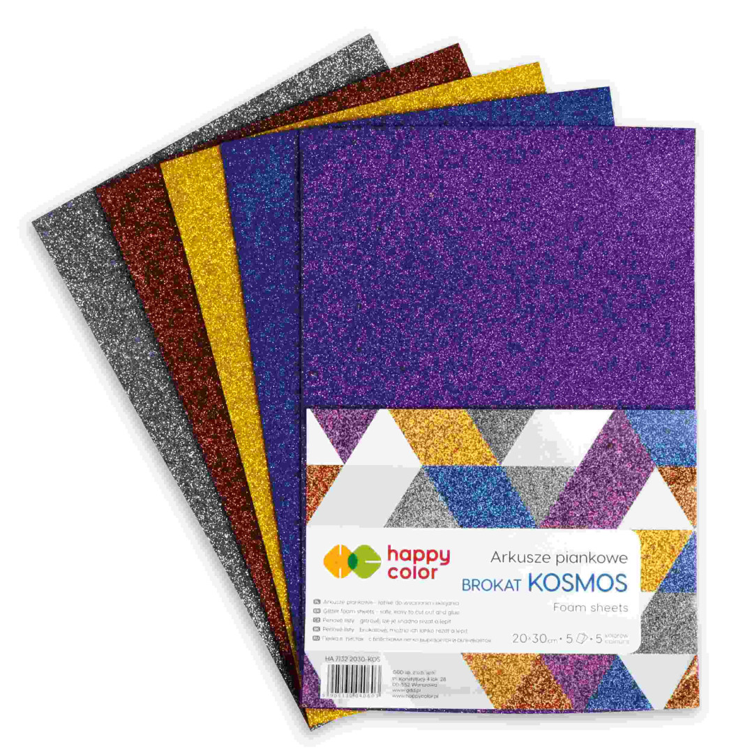 Arkusze piankowe A4 brokat Kosmos (5) 5 kol Happy Color