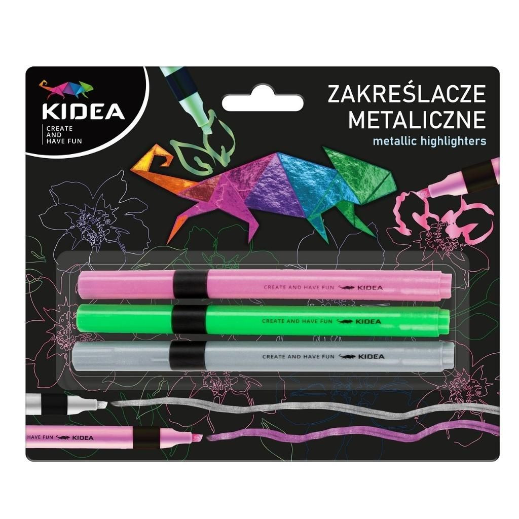 Zakreślacze metaliczne 3szt Kidea ZME3KA Derform