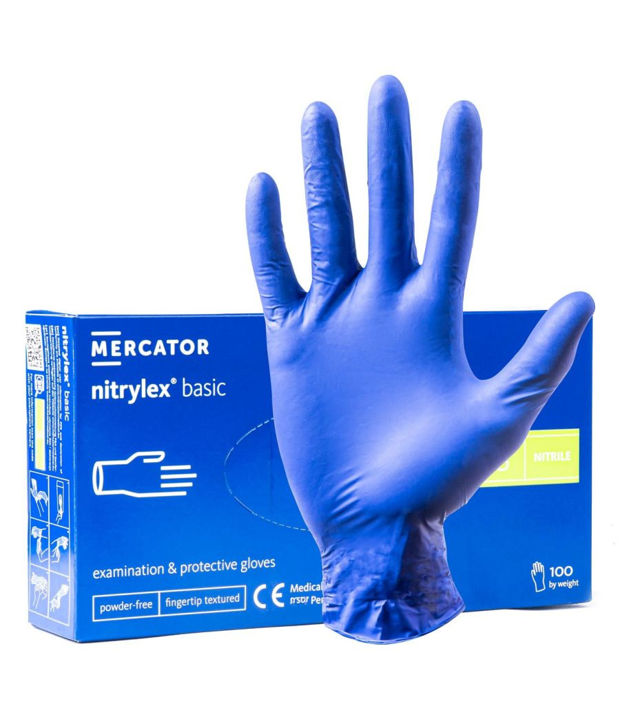 Rękawice nitrylowe bezpudrowe S niebieskie ( dark blue) 100 szt. Mercator