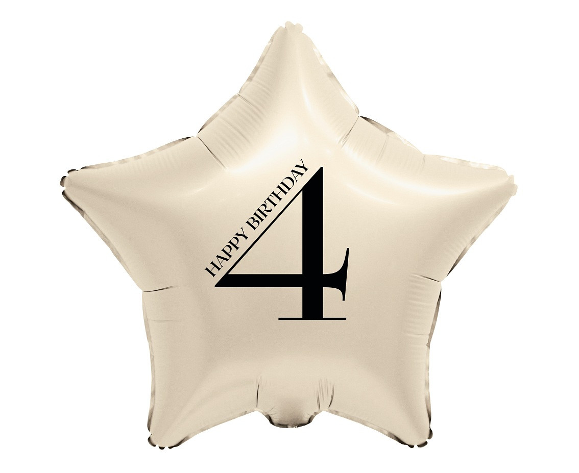 Balon foliowy 18" Gwiazda z cyfrą 4 kremowy FG-BGM4 GoDan