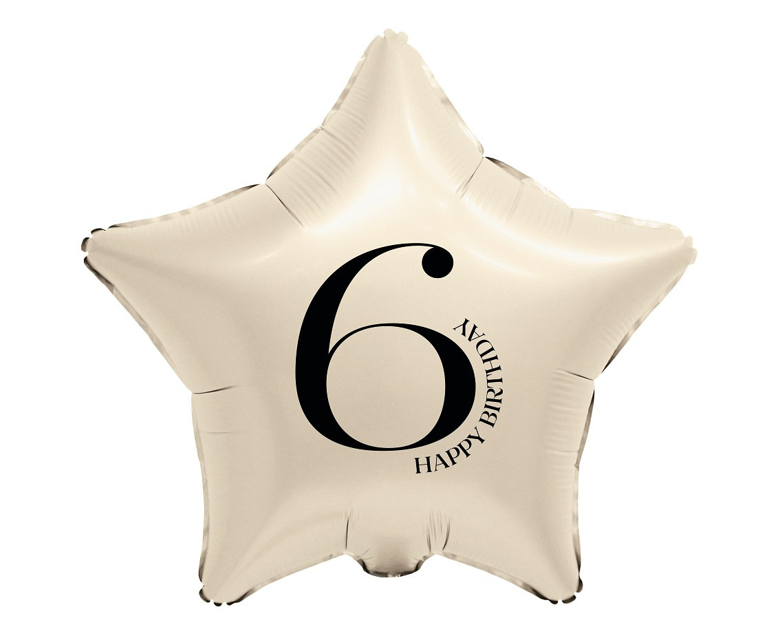 Balon foliowy 18" Gwiazda z cyfrą 6 kremowy FG-BGM6 GoDan