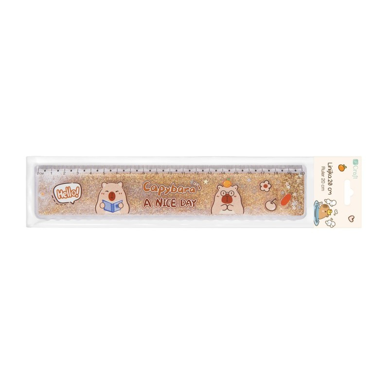 Linijka z wodą i brokatem 20cm Kapibara złota DPCA-018 Dalprint