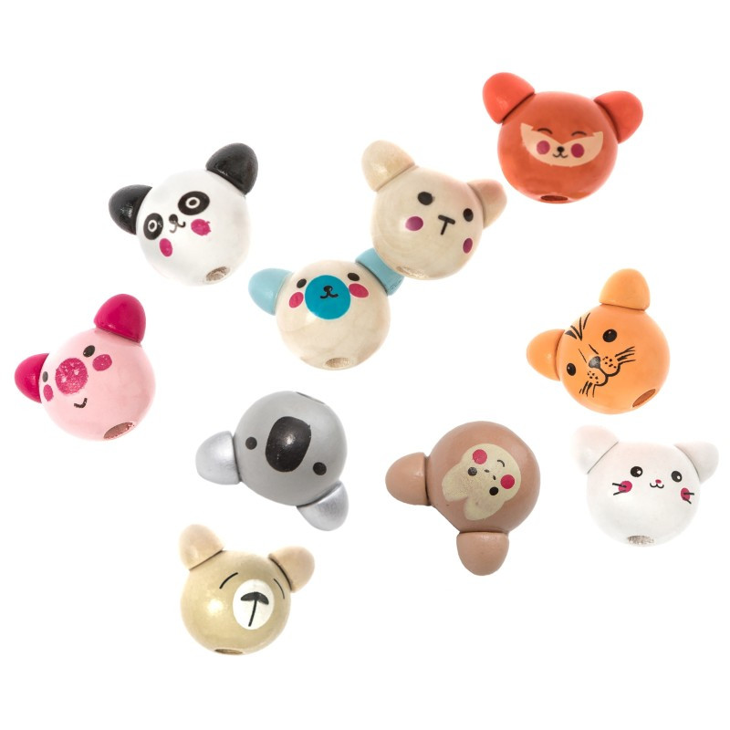 Drewniane koraliki 2cm 10szt - Sweet Animals GRKO-168 Dalprint