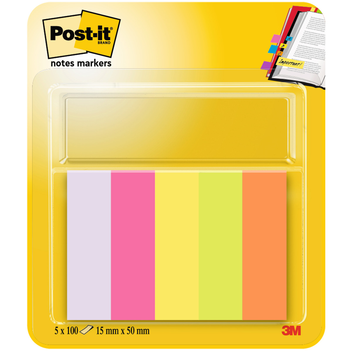 Zakładki indeksujące Post-it neonowe 5kol. 15x50mm 5x100