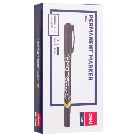 Marker permamentny dwustronny 1,0mm/0,5mm czarny Deli EU10420 WPC