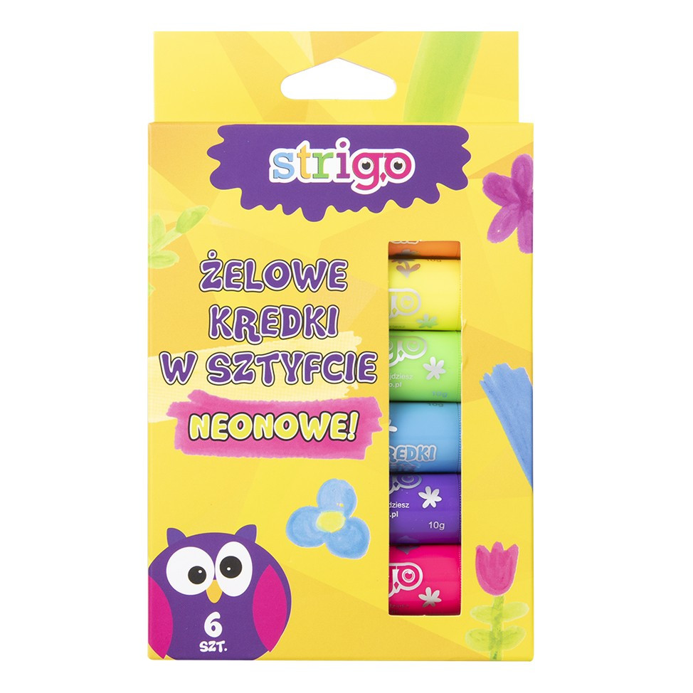Kredki 6szt żelowe neonowe 10g Strigo