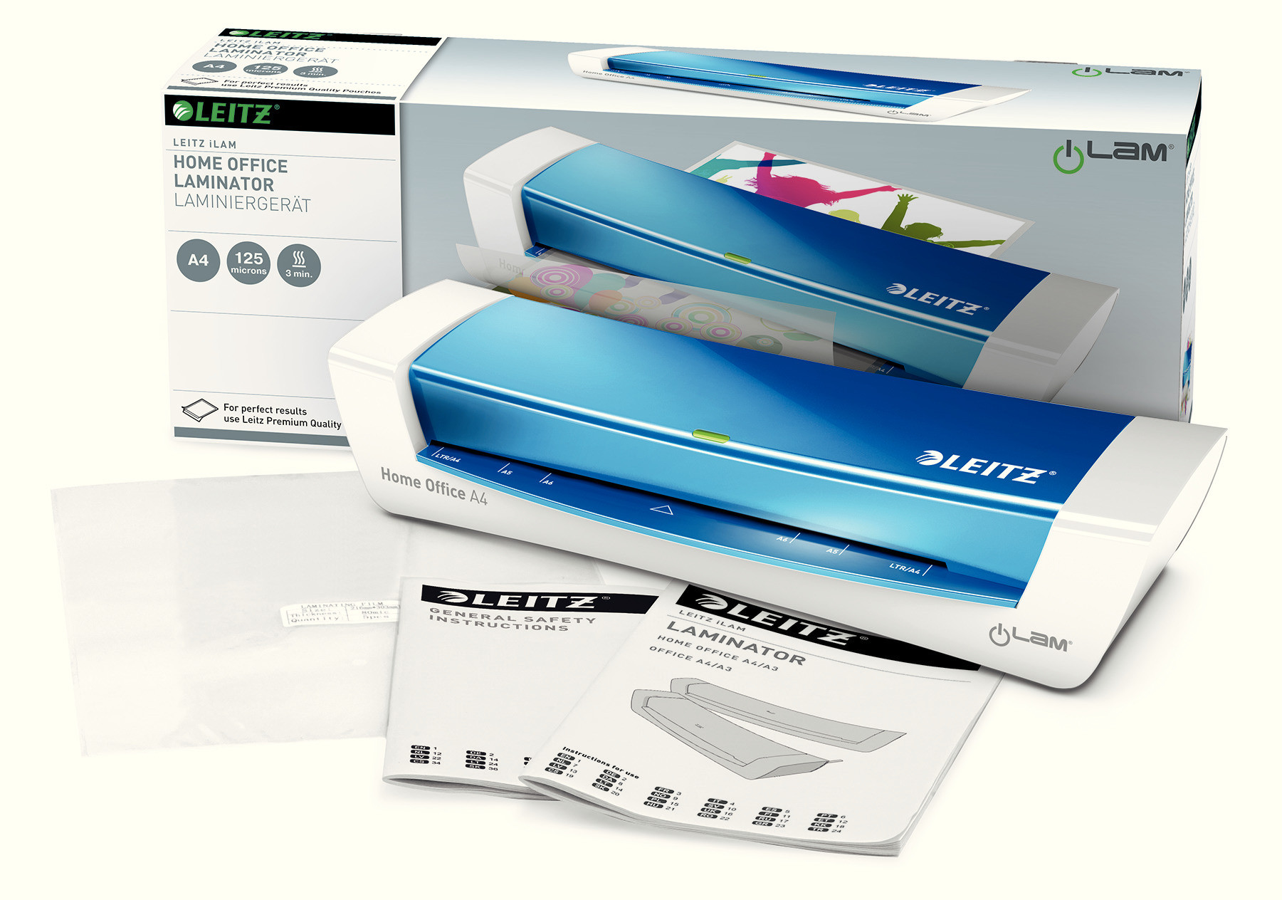 Laminator A4 Leitz iLAM Home Office metaliczny niebieski