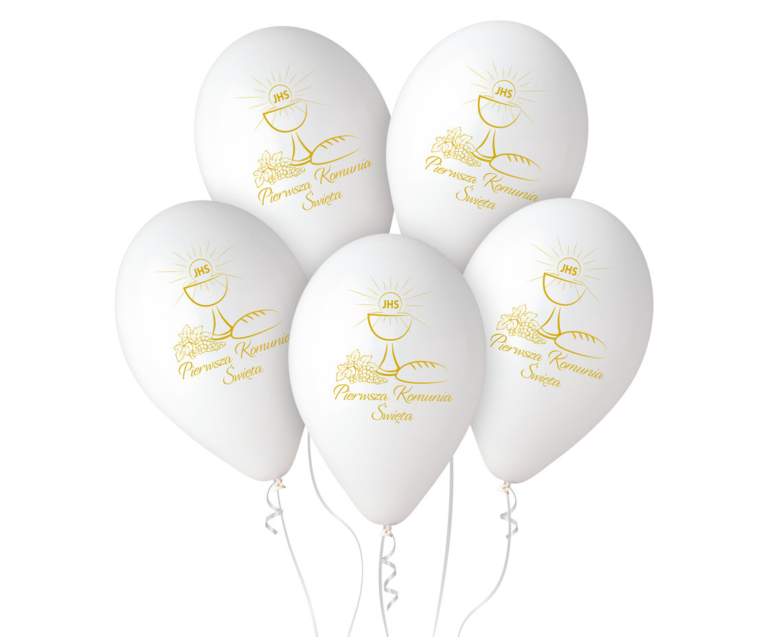 Balony Premium Hel Pierwsza Komunia Św.(kielich) 13"/ 5szt. GoDan