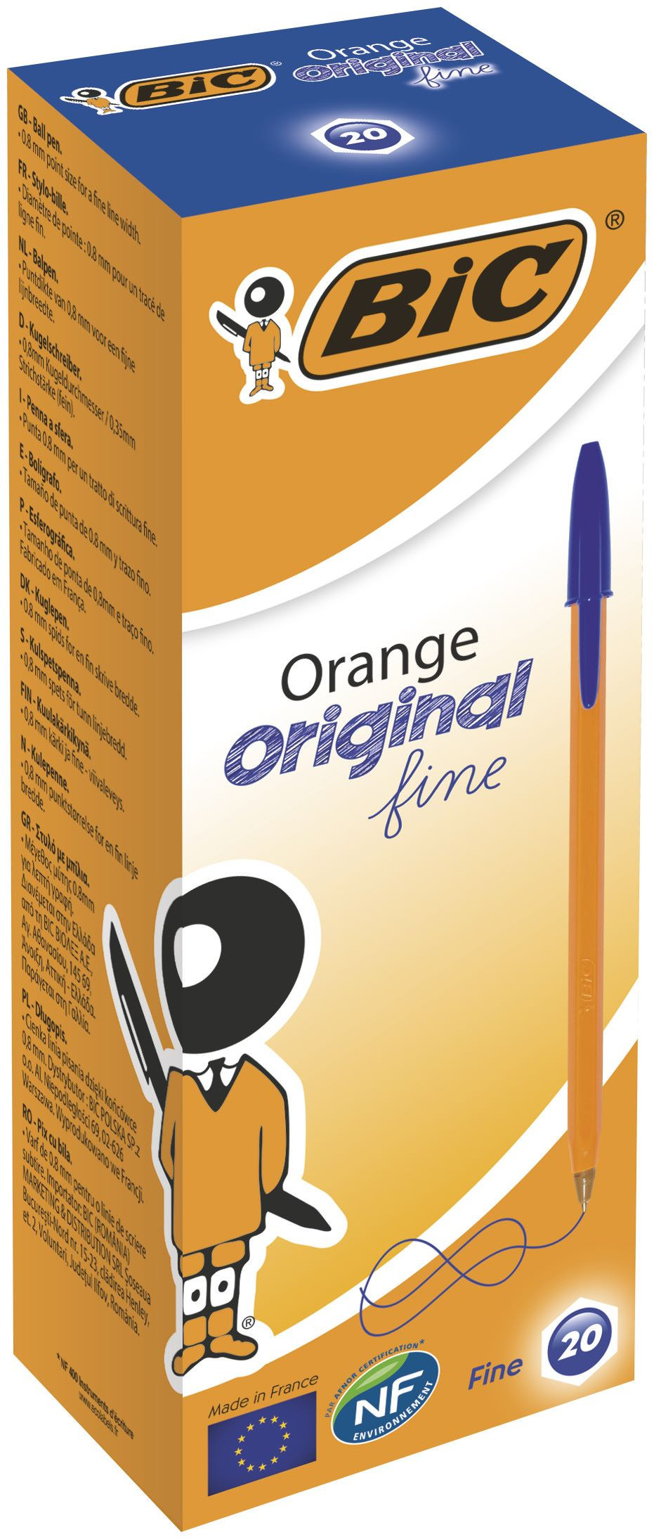 Długopis BIC Orange Orginal Fine niebieski 20szt.