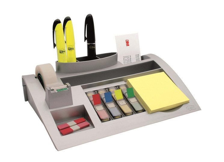 Organizer przybornik na biurko Post-it metalowy +karteczki zakładki taśma GRATIS