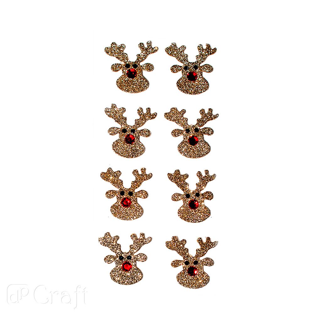 Naklejki brokatowe 3D Renifery (8 szt.) DPNB-008 Dalprint