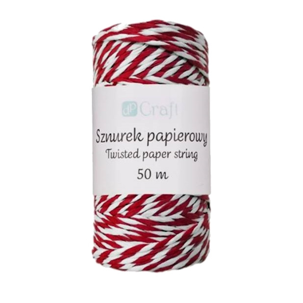 Sznurek papierowy skręcany czerwono-biały 50m DPSZ-024 Dalprint