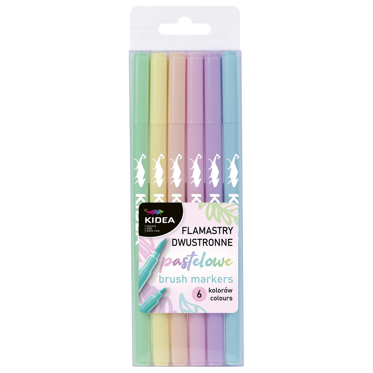 Flamastry dwustronne pastelowe Brush 6 kol. Kidea