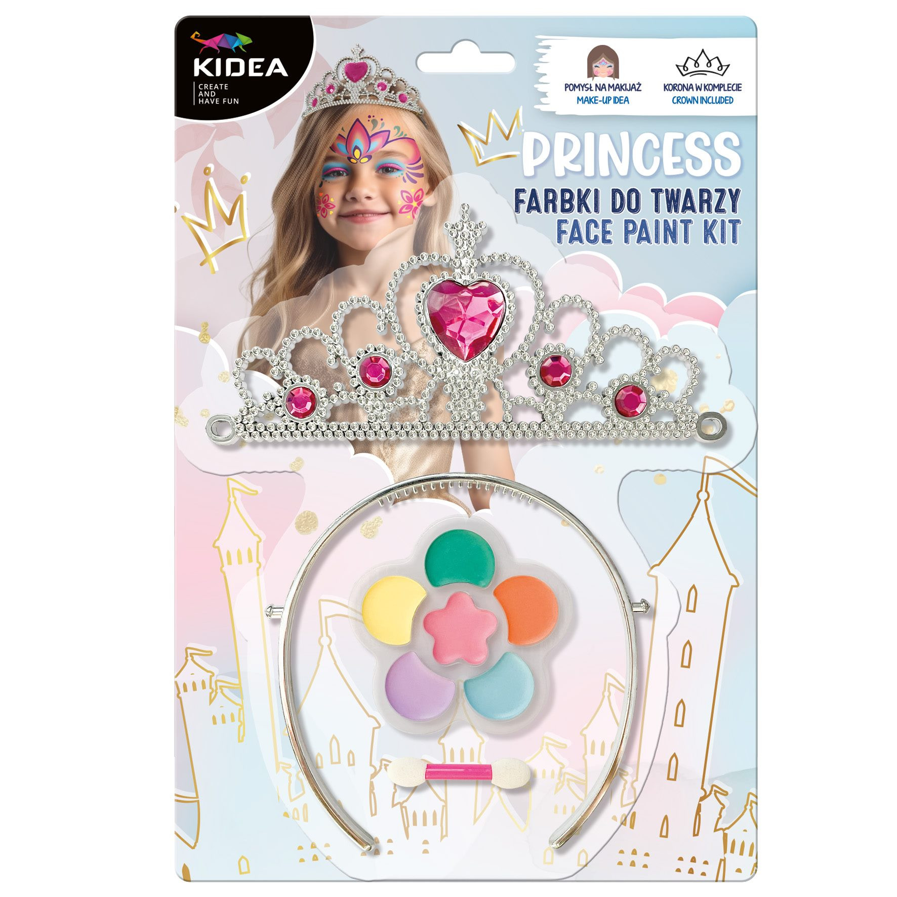 Farbki do twarzy Princess z tiarą Kidea FDTPTKA Derform