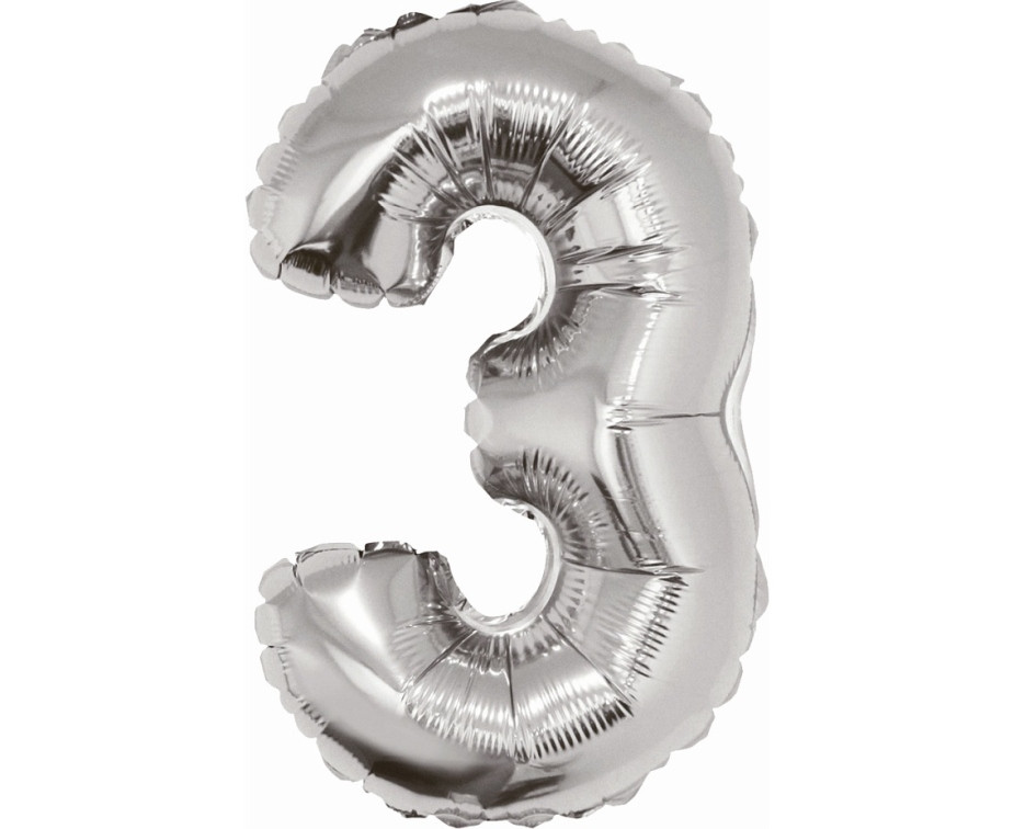Balon foliowy ,,Cyfra 3" srebrna 91cm GoDan