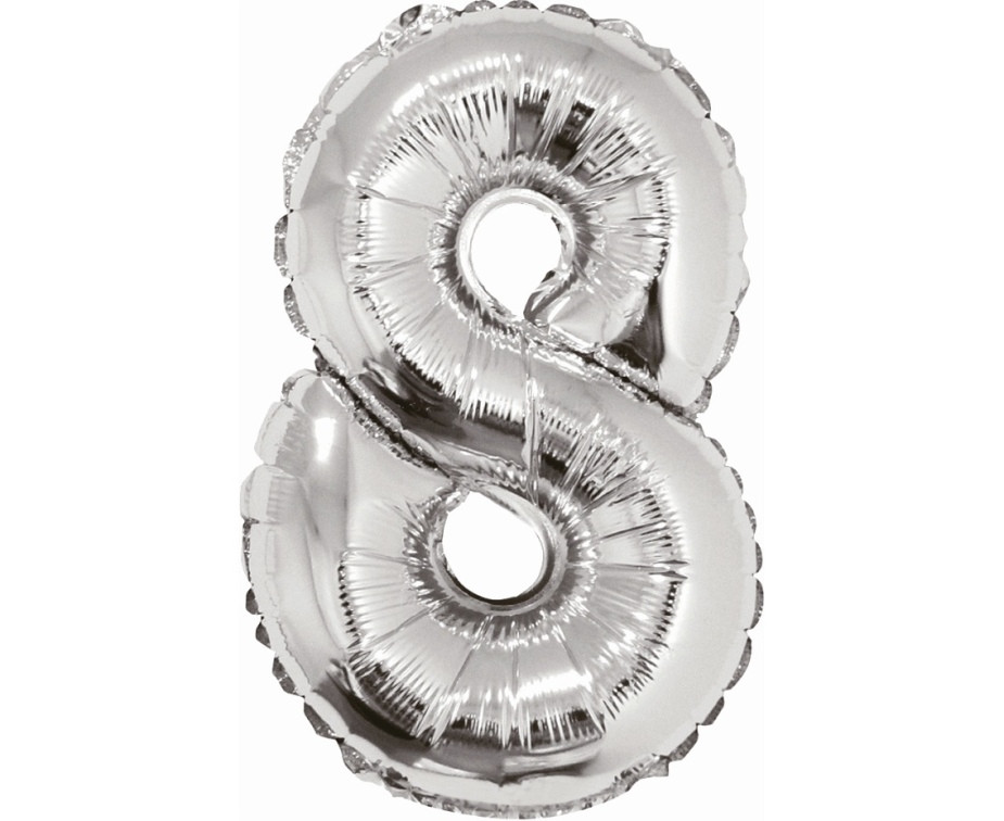Balon foliowy ,,Cyfra 8" srebrna 91cm GoDan