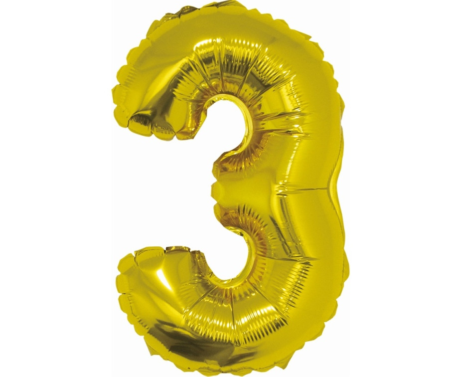 Balon foliowy ,,Cyfra 3" złota 91cm GoDan