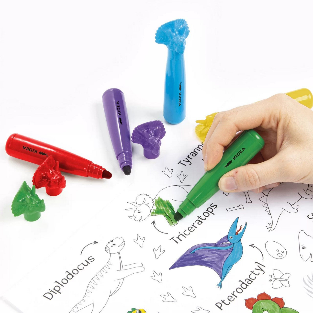 Flamastry Jumbo z figurką w Dinozaury 6 kolorów Kidea / Derform